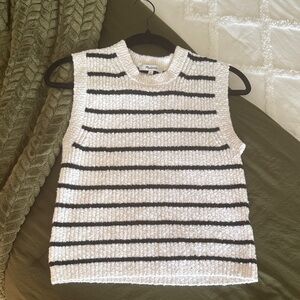 Madewell Black and White Striped Sleeveless Sweater